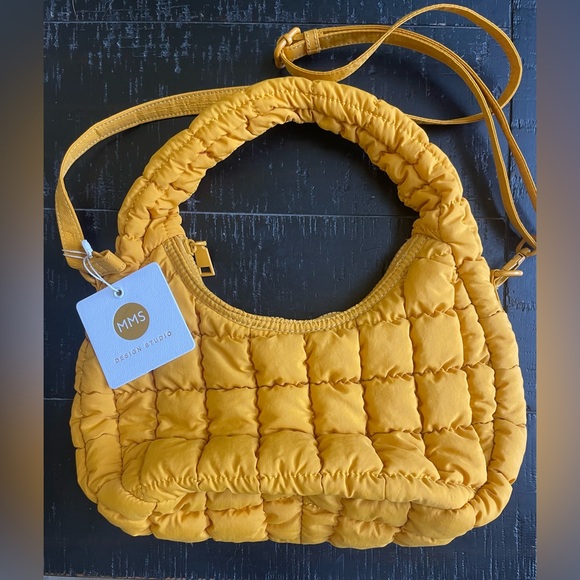 MMS Design Studio - Golden Yellow Quilted Shoulder Bag - Picture 2 of 8